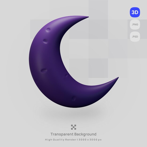 3d icon weather forecast illustration clear night half moon