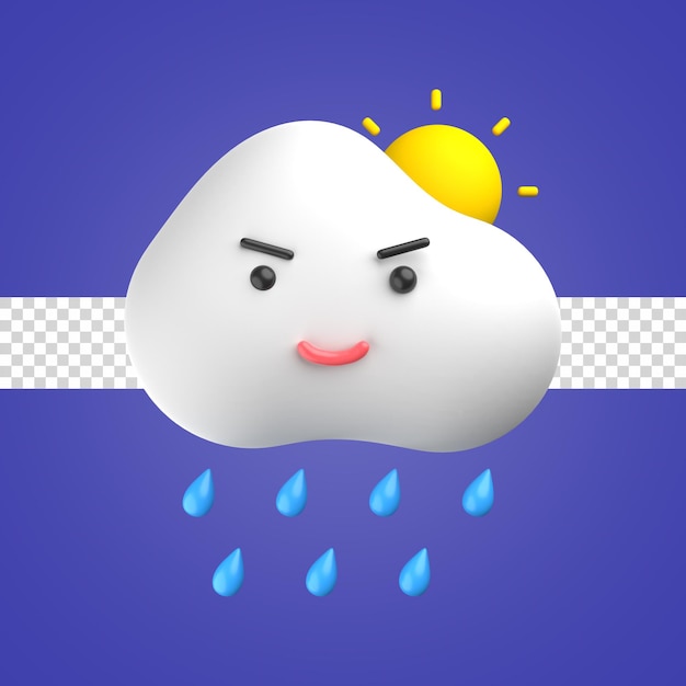 3d icon weather sunny rain emoticon smile