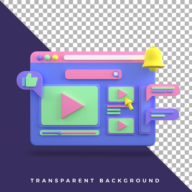 3d icon website ui ux video aplication illustration colorful  isolated object assets high quality