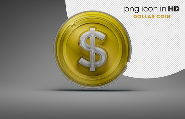 PSD 3d icon with transparent background - dollar coin