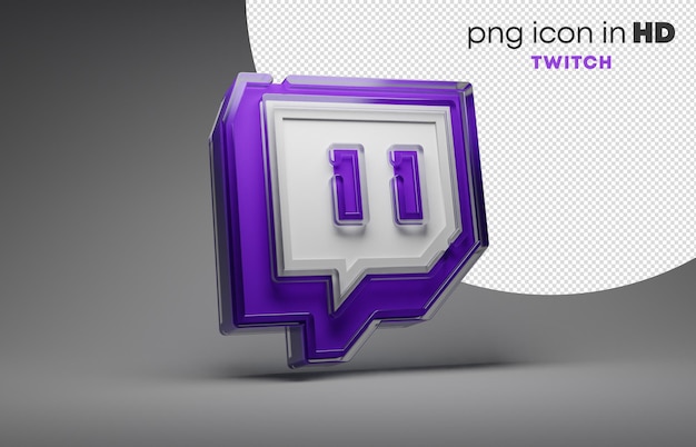 PSD 3d icon with transparent background - twitch (right)