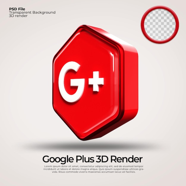 3d icons transparent google plus with hexagon elements