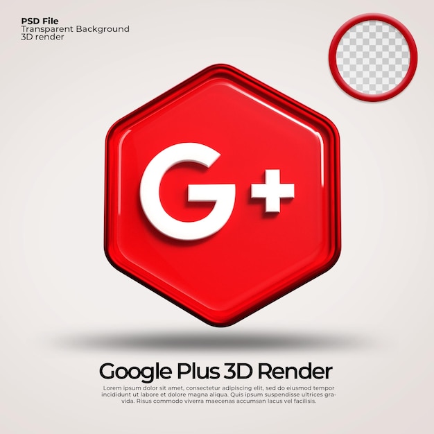 3d icons transparent google plus with hexagon elements