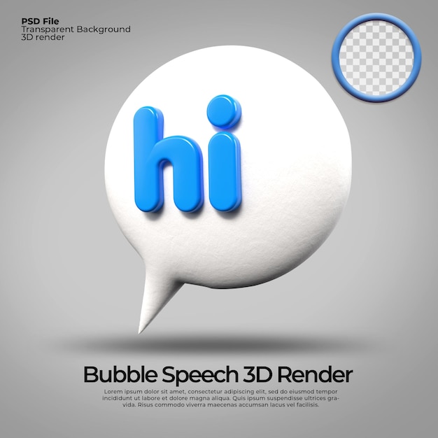 3d icons transparent hi bubble speech, chat