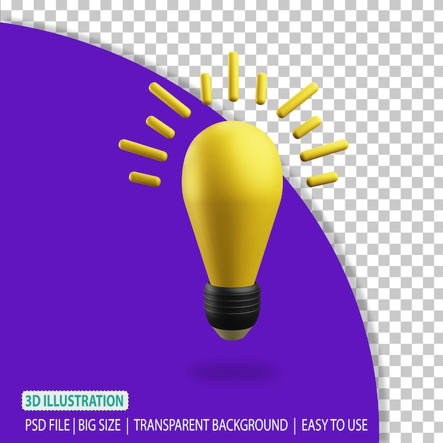 3d idea illustration icon education rendering with transparent background