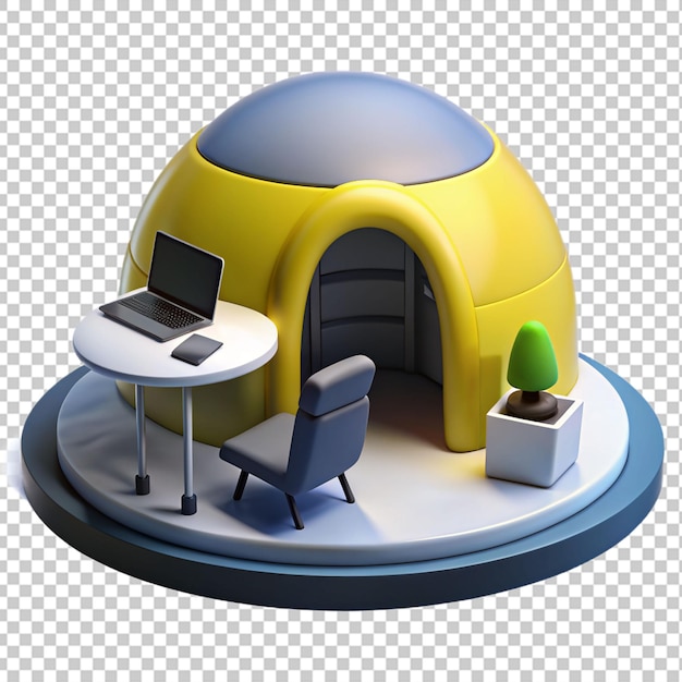 3d an igloo office transparent background