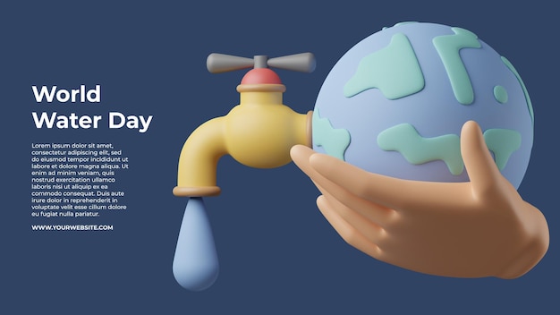 3d IIllustration World Water Day Banner Template