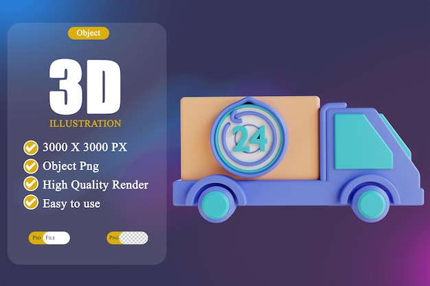 3D illustration 24 hours delivery service 3