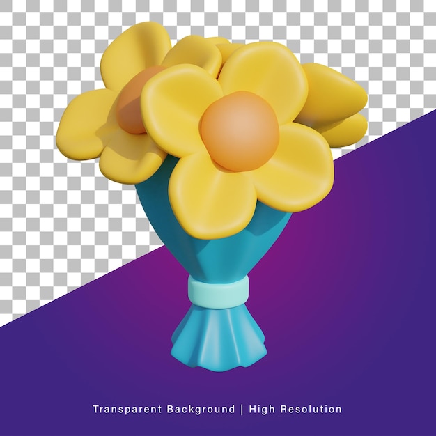 3D illustration or 3D object render of flower bucket