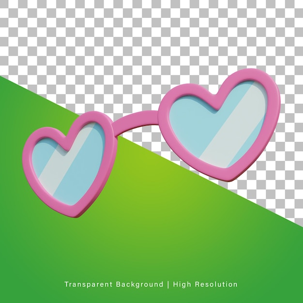 3D illustration or 3D object render of heart shaped glasses