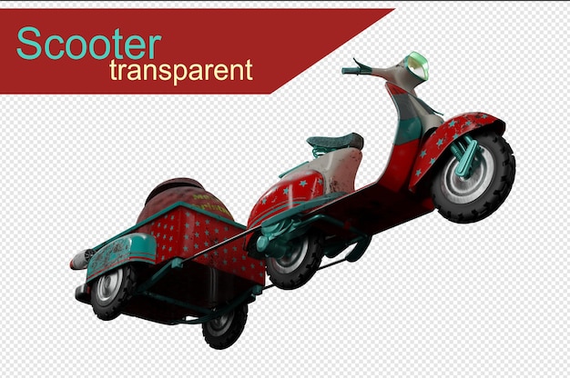 3D Illustration 3d rendering perspective view Red scooter