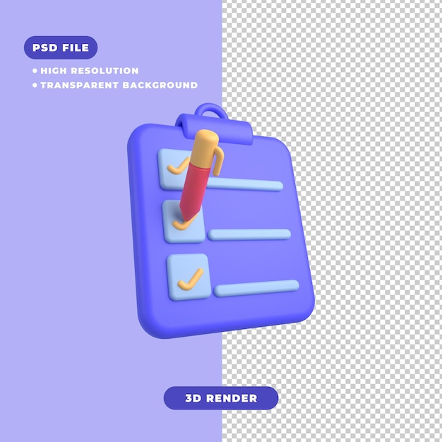 3d illustration of agenda icon