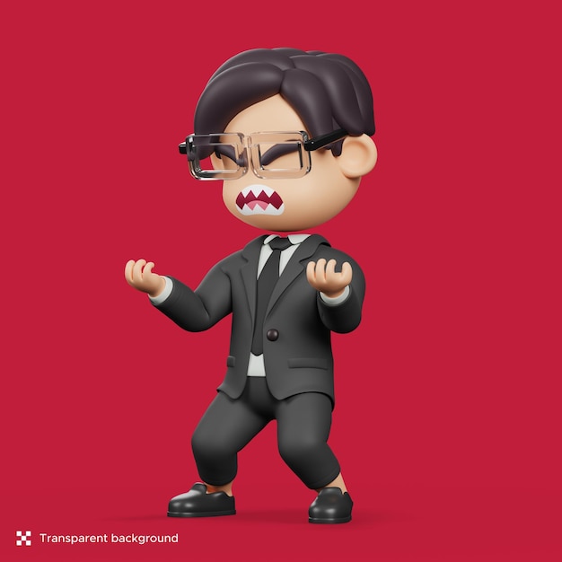 3d illustration of angry businessman character