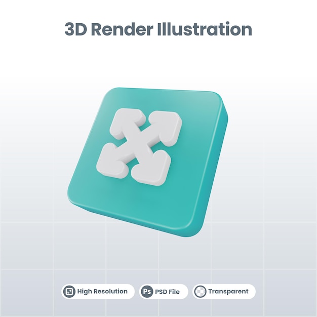 3d illustration arrow icon of back