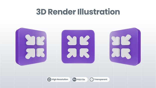 3d illustration arrow icon of maximize