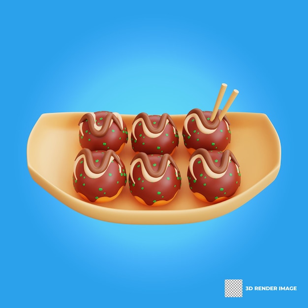 3d illustration of asian food takoyaki japanese food