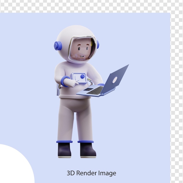 PSD 3d illustration astronaut playing laptop