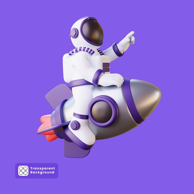 3d illustration of astronaut riding a rocket