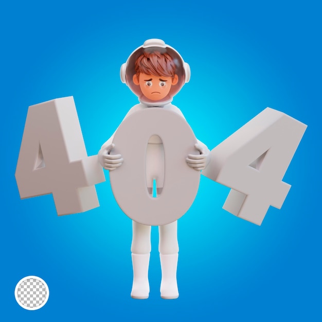 3d illustration astronaut with 404 error