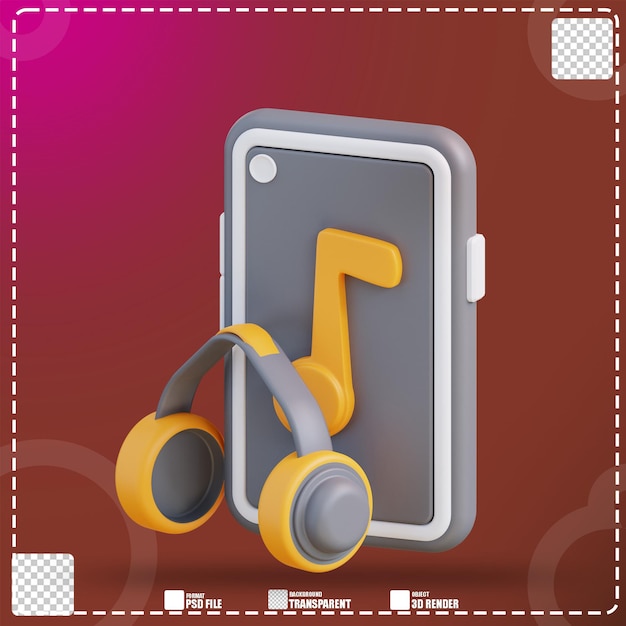 3d illustration audio mobile music 2