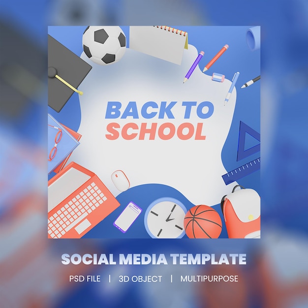 3d illustration back to school instagram post collection