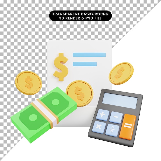 3d illustration of banking icon accountant 3d rendering