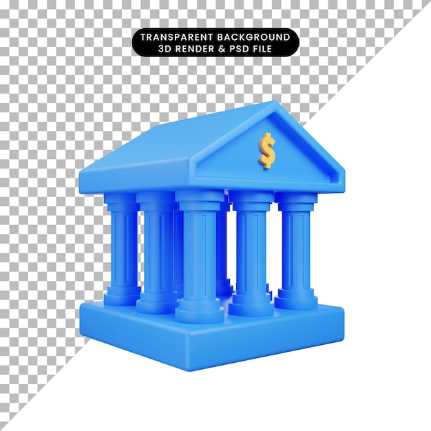 3d illustration of banking icon architecture building 3d rendering