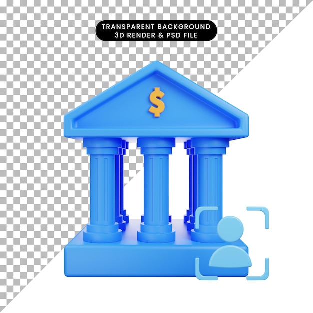 3d illustration of banking icon building architecture people icon 3d rendering