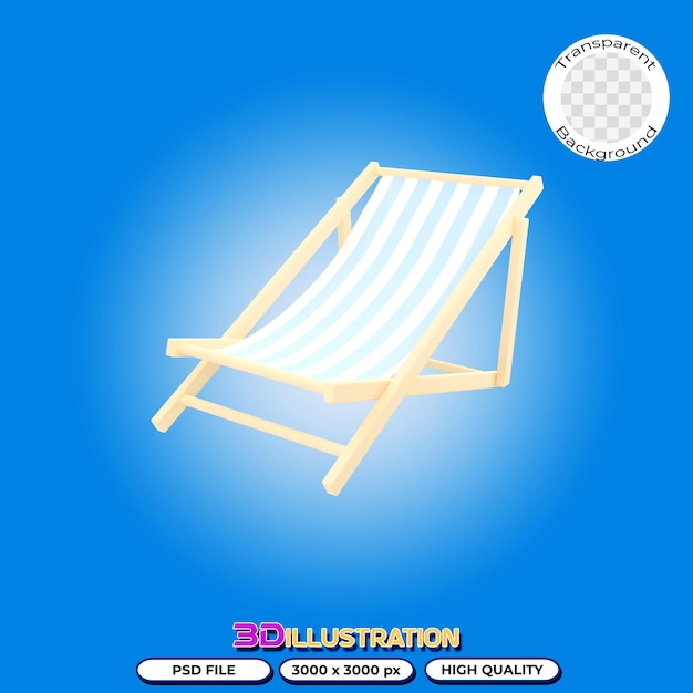 3D illustration of a beach chair on transparent background