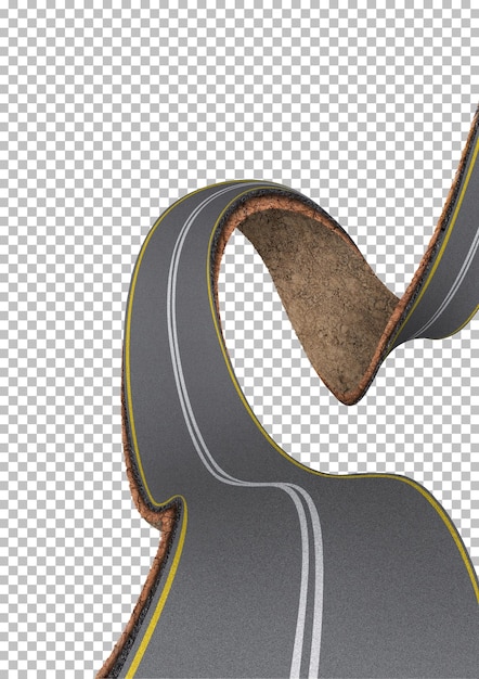 3d illustration of bending road isolated Creative road advertising design isolated png background