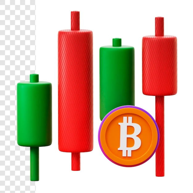 3d illustration Bitcoin Candle Stick