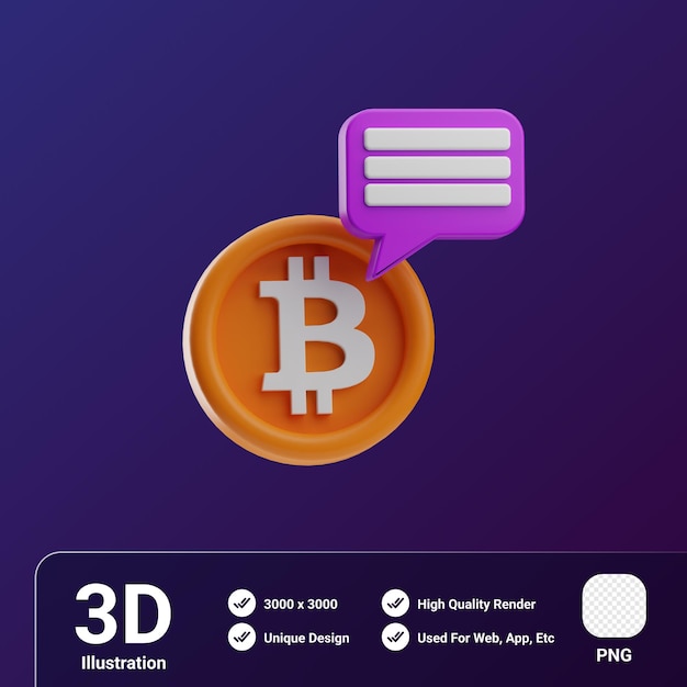 3D Illustration Bitcoin Cryptocurrency message