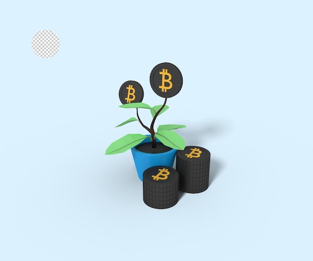 3d illustration of a bitcoin investment plant