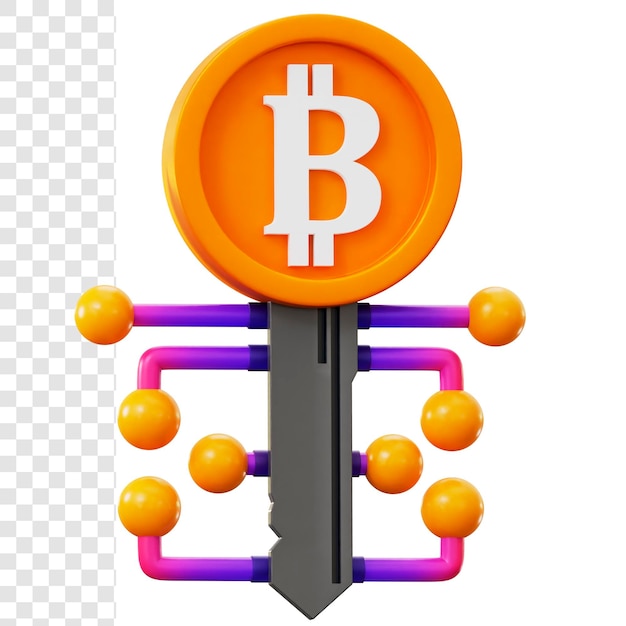 3d illustration Bitcoin Key