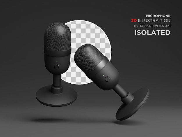 3D illustration of black microphone