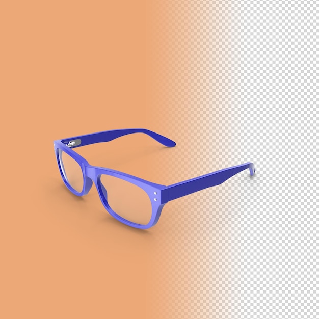 3d illustration of blue glasses left side view