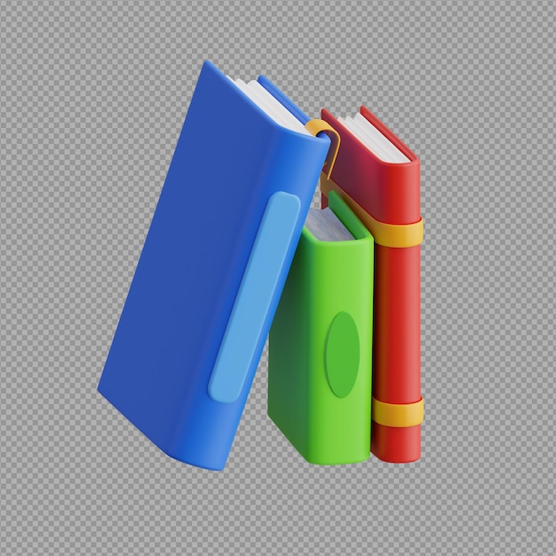 3D illustration of books icon