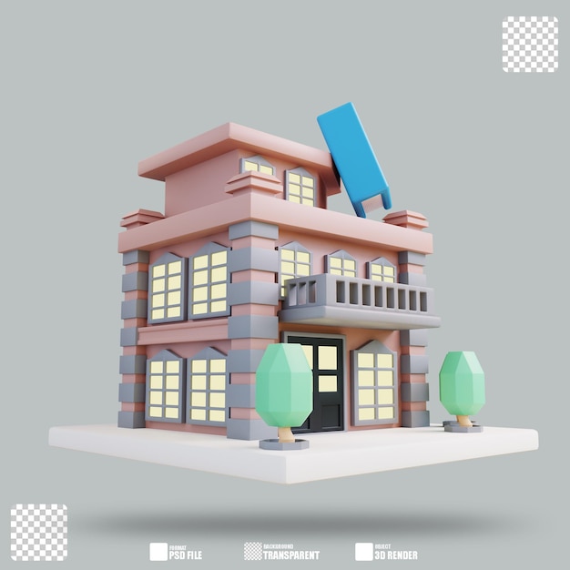 3D Illustration Bookstore 2