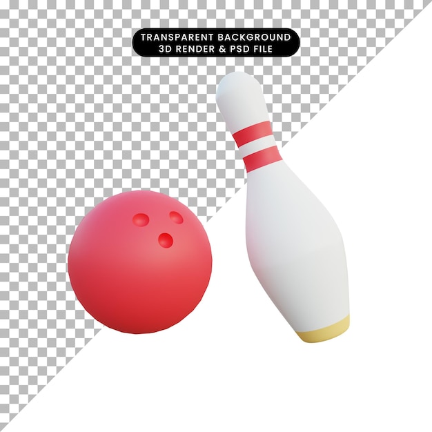 3d illustration bowling ball and pin bowling