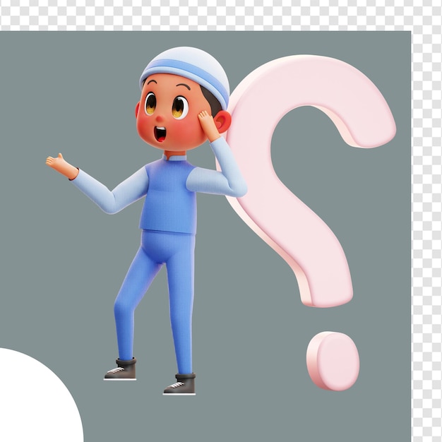 3d illustration Boy Asking Questions