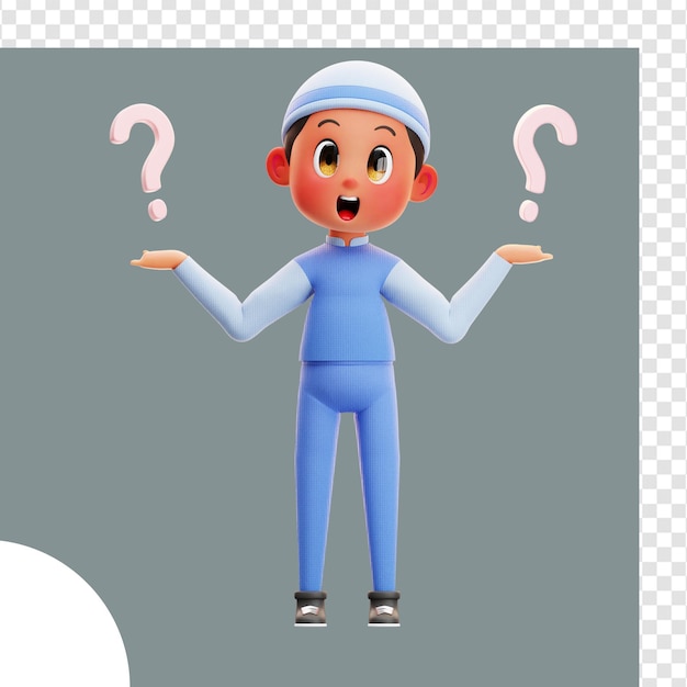 3d illustration Boy Thinking Questions