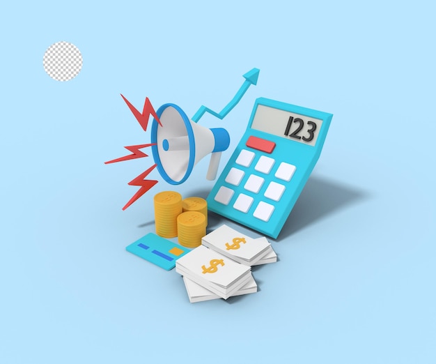 3d illustration of budget marketing