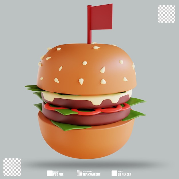 3D illustration Burger