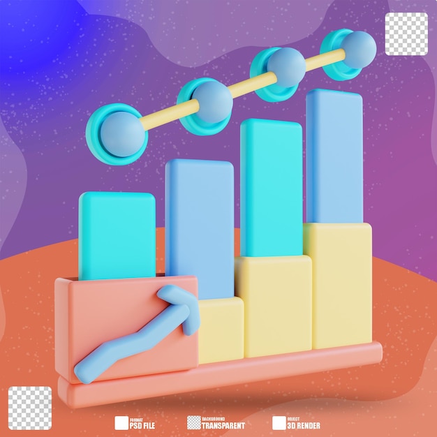 3D illustration business chart up 2