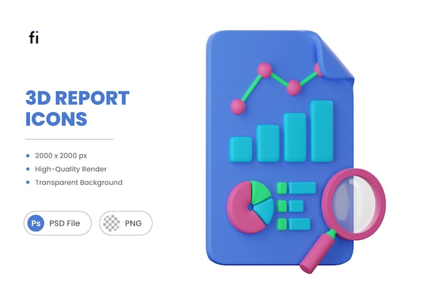 PSD 3d illustration business report error