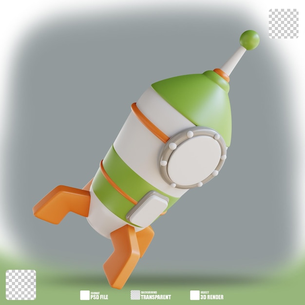 3D illustration business startup rocket 5