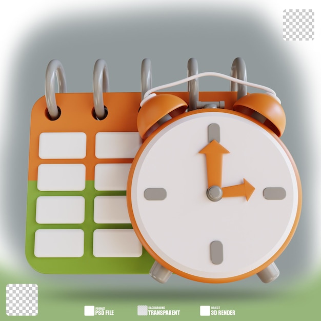 3D illustration business time and calendar