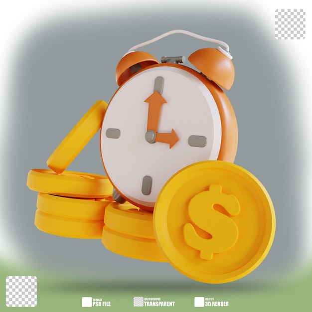 3D illustration business time is money 3