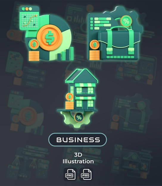 PSD 3d illustration business