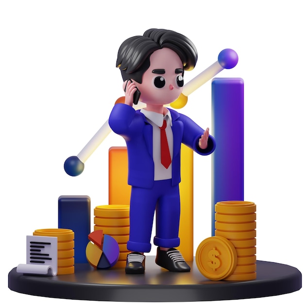 3d Illustration of Businessman Calling Financial Advisor